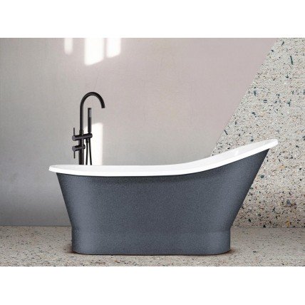 Окремостояча кам'яна ванна Besco Gloria Glam 160x68, графіт з сифоном click / clack (WMD-160-GLG)