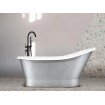 Окремостояча кам'яна ванна Besco Gloria Glam 150x66, срібна з сифоном click / clack (WMD-150-GLS)