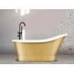 Окремостояча кам'яна ванна Besco Gloria Glam 160x68, золота з сифоном click / clack (WMD-160-GLZ)