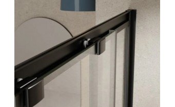 Душова кабіна квадратна з розсувними дверима Modern 90x90x190, прозоре скло, чорний профіль