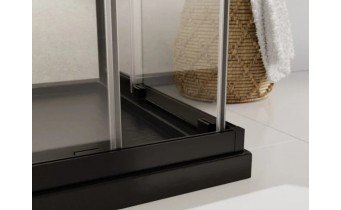 Душова кабіна квадратна з розсувними дверима Modern 90x90x190, прозоре скло, чорний профіль