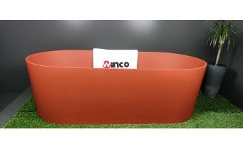 Окремостояча овальна ванна з каменю Omnires Ovo M+ 160x75 см, теракотова, овальна, матова, цегляно-червоний (OVOWWTE)