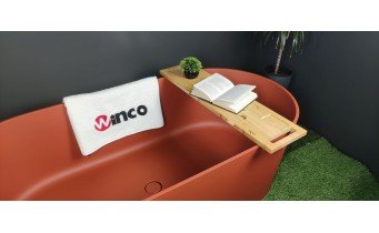 Окремостояча овальна ванна з каменю Omnires Ovo M+ 160x75 см, теракотова, овальна, матова, цегляно-червоний (OVOWWTE)