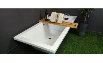 Ванна акрилова Besco Quadro 165x75 см, пряма + чорна панель, екран ванни (WAQ-165-PK-BL)