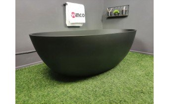 Окремостояча ванна Omnires Shell M+ 160x75 см, чорна матова, з каменю (SHELLWWBLV)