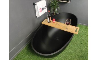 Окремостояча ванна Omnires Shell M+ 160x75 см, чорна матова, з каменю (SHELLWWBLV)