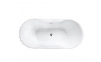 Окремостояча акрилова ванна Besco Navia 140x75 з сифоном click / clack, хром (WAS-140-N)