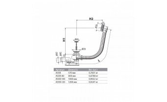 Сифон для ванни AlcaPlast автомат 800 мм, chrome (A55K-80)