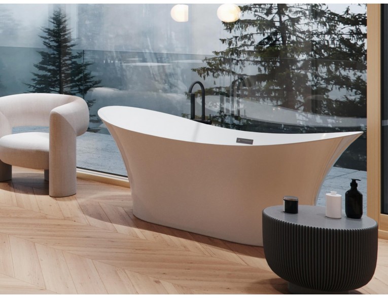 Окремостояча акрилова ванна Besco Amber 170x80 з сифоном click / clack, золотий (WAS-170-ABZ)