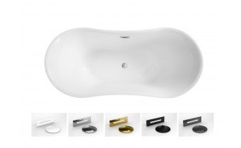 Окремостояча акрилова ванна Besco Amber 170x80 з сифоном click / clack, хром (WAS-170-AB)