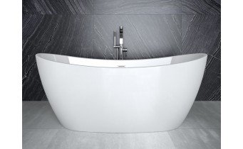 Овальна ванна окремостояча Besco Ayla / Айла 170x80 см, біла, акрилова + сифон з переливом, Chrome (WAS-170-A)