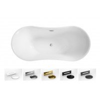 Окремостояча акрилова ванна Besco Amber 170x80 з сифоном click / clack, білий (WAS-170-ABB)