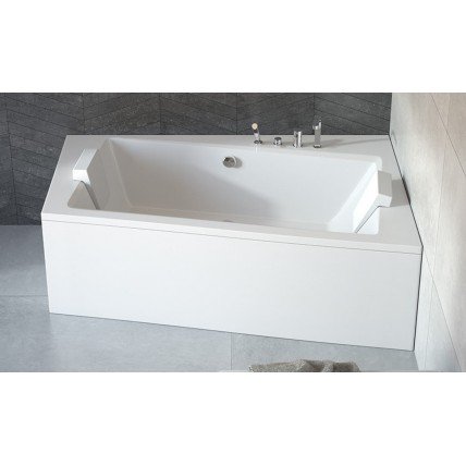 Ванна акрилова Besco Infinity 170x110 см R, Правостороння, асиметрична, із зручним місцем для ніг, засобів гігієни, функціональною полицею, з функцією врізки змішувача на борт (WAI-170-NP)