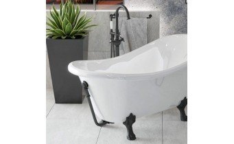 Ретро сифон для ванни Besco Retro Otylia Black klik-klak з переливом, чорний матовий (SW-PRZ-CZR)