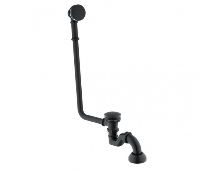 Ретро сифон для ванни Besco Retro Otylia Black klik-klak з переливом, чорний матовий (SW-PRZ-CZR)