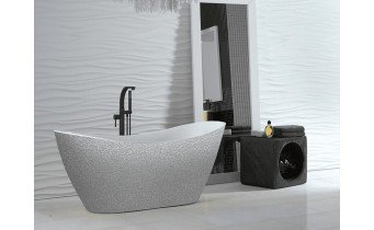 Окремостояча кам'яна ванна Besco Viya Glam 160x70, срібна з сифоном click / clack (WMD-160-VS) Окремостояча кам'яна ванна Besco Viya Glam 160x70, срібна з сифоном click / clack (WMD-160-VS)