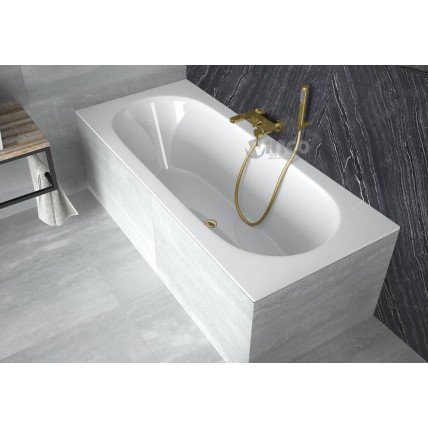 Акрилова ванна Besco Vitae Slim + 180x80, пряма + сифон золотий (WAV-180-SZ+)