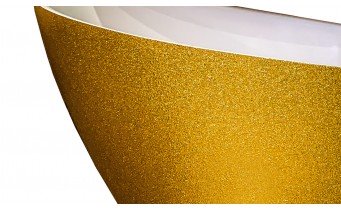 Окремостояча кам'яна ванна Besco Viya Glam 160x70, золота з сифоном click / clack (WMD-160-VZ)
