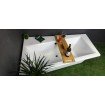 Ванна акрилова Besco Infinity 150x90 R, Правостороння, асиметрична + чорна панель + два білих підголівника (WAI-150-NP-BL-WH)