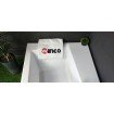 Ванна акрилова Besco Infinity 150x90 R, Правостороння, асиметрична + чорна панель + два білих підголівника (WAI-150-NP-BL-WH)