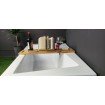 Ванна акрилова Besco Infinity 150x90 R, Правостороння, асиметрична + чорна панель + два білих підголівника (WAI-150-NP-BL-WH)