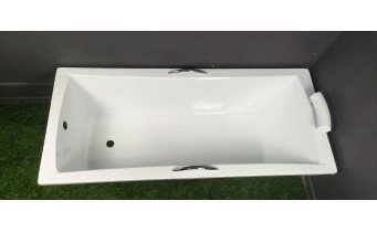 Ванна акрилова з ручками Besco Optima Premium 170x70 см, пряма + дві металеві ручки Standard, хром + ортопедичний підголівник (WAO-170-PKP)