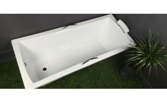 Ванна акрилова з ручками Besco Optima Premium 170x70 см, пряма + дві металеві ручки Standard, хром + ортопедичний підголівник (WAO-170-PKP)