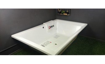 Ванна велика на двох, акрилова Crown LUX 190x120 см, прямокутна, дуо ванна, кутова + 2 два чорні підголівники 