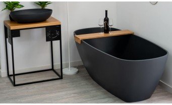 Окремостояча овальна ванна з мармуру, камяна Dremex Eureka 180x82x62 см, Gelcoat, чорний матовий + сифон Окремостояча овальна ванна з мармуру, камяна Dremex Eureka 180x82x62 см, Gelcoat, чорний матовий + сифон