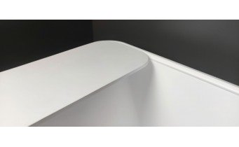 Окремостояча ванна з мармуру, каменю Dremex Glow 160x73x59,5 см, Gelcoat, білий матовий + сифон + лита полиця під аксесуари для ванни