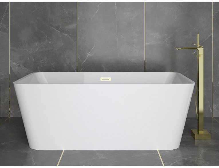 Окремостояча акрилова ванна Besco Evita 160x80 з сифоном click / clack, золотий (WAS-160-EZL)