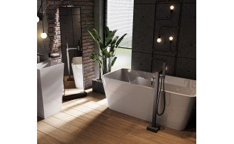 Окремостояча акрилова ванна Besco Evita 160x80 з сифоном click / clack, чорний (WAS-160-ECZ) Окремостояча акрилова ванна Besco Evita 160x80 з сифоном click / clack, чорний (WAS-160-ECZ)