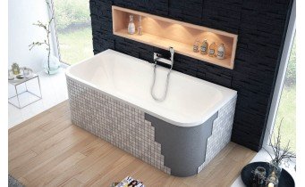 Ванна акрилова, півкругла з двох сторін Excellent Arana 180x85 см, пристінна (WAEX.ARA18WH)