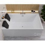Ванна велика на двох, акрилова Crown LUX 190x120 см, прямокутна, дуо ванна, кутова + 2 два чорні підголівники 