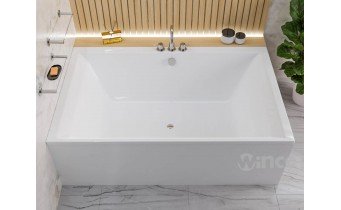 Ванна велика на двох, акрилова Crown LUX 190x120 см, прямокутна, дуо ванна, кутова + 2 два чорні підголівники 
