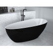 Окремостояча кам'яна ванна Besco Goya 142x62xs, чорно-біла з сифоном click / clack, золотий, верхнє очищення (WMD-140-GWG)