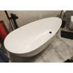 Окремостояча кам'яна ванна Besco Goya 142x62xs, чорно-біла з сифоном click / clack, чорний, верхнє очищення (WMD-140-GWB)
