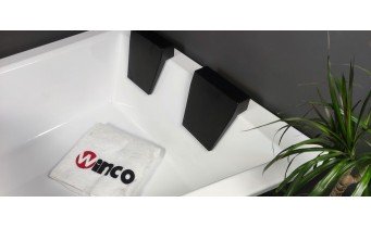 Ванна акрилова для двох осіб Besco Intima Duo 170x125 L, Лівостороння, асиметрична + чорна панель + два чорних підголівника (WAID-170-NL-BL)