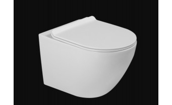 Унітаз безобідковий круглий Tavro QFS Rimless з тонким сидінням soft-close, Duroplast Super Slim, 49х36 см, білий глянцевий