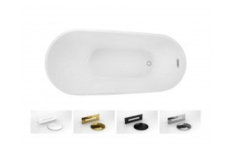 Окремостояча акрилова ванна Besco Melody 170x80 з сифоном click / clack, чорний (WAS-170-MCZ)