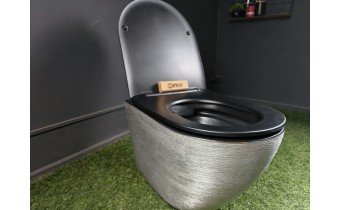Унітаз безобідковий Mexen Lena Rimless з тонким сидінням soft-close, Duroplast Super Slim, світло-сірий з чорним, матовий