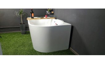 Пристінна кутова акрилова ванна Mia / Мія 180x80x58 см, L (Лівостороння) біла глянцева, суцільнолита із заокругленим кутом
