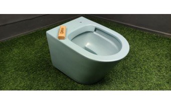 Унітаз безобідковий Mexen Rico Rimless з тонким сидінням soft-close, Duroplast Super Slim, світло-зелений матовий