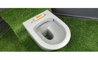 Унітаз безобідковий Mexen Rico Rimless з тонким сидінням soft-close, Duroplast Super Slim, світло-сірий матовий