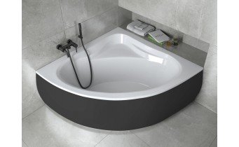 Ванна акрилова Besco Mia 140x140, кутова + чорна панель (WAM-140-NS-BL)