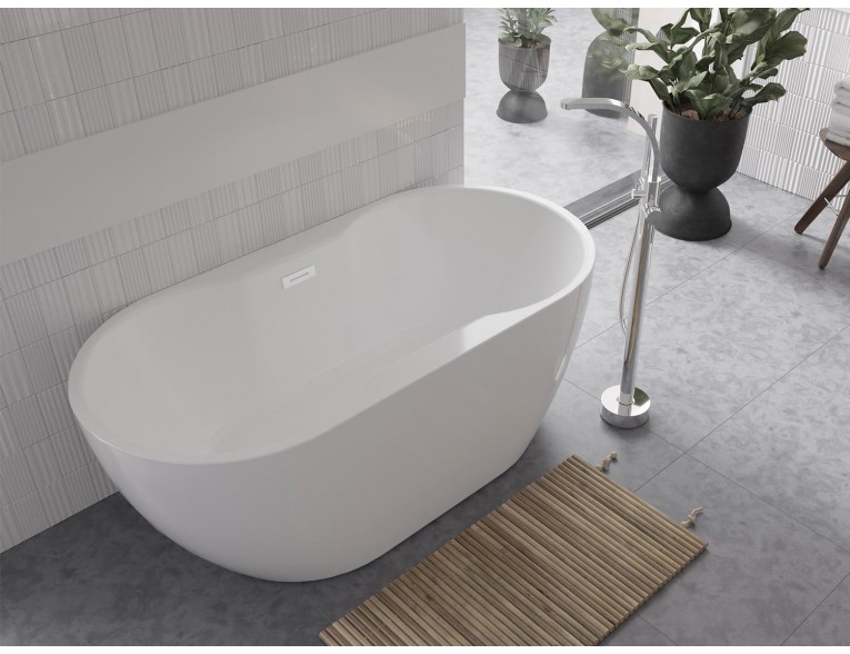 Окремостояча акрилова ванна Besco Navia 160x80 з сифоном click / clack, білий (WAS-160-NBI)