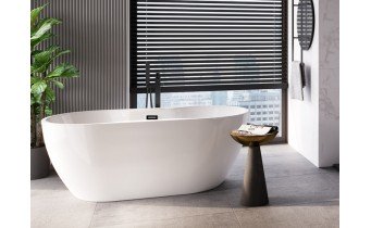Окремостояча акрилова ванна Besco Navia 140x75 з сифоном click / clack, чорний (WAS-140-NCZ) Окремостояча акрилова ванна Besco Navia 140x75 з сифоном click / clack, чорний (WAS-140-NCZ)