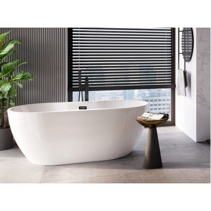 Окремостояча акрилова ванна Besco Navia 150x80 з сифоном click / clack, чорний (WAS-150-NCZ) Окремостояча акрилова ванна Besco Navia 150x80 з сифоном click / clack, чорний (WAS-150-NCZ)