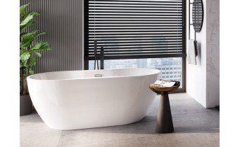 Окремостояча акрилова ванна Besco Navia 140x75 з сифоном click / clack, хром (WAS-140-N) Окремостояча акрилова ванна Besco Navia 140x75 з сифоном click / clack, хром (WAS-140-N)
