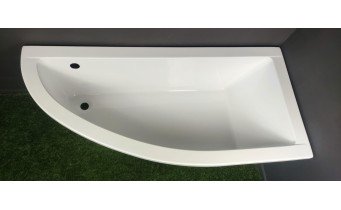 Ванна акрилова Besco Praktika 140x70 R, асиметрична + чорна панель (WAP-140-NP-BL)